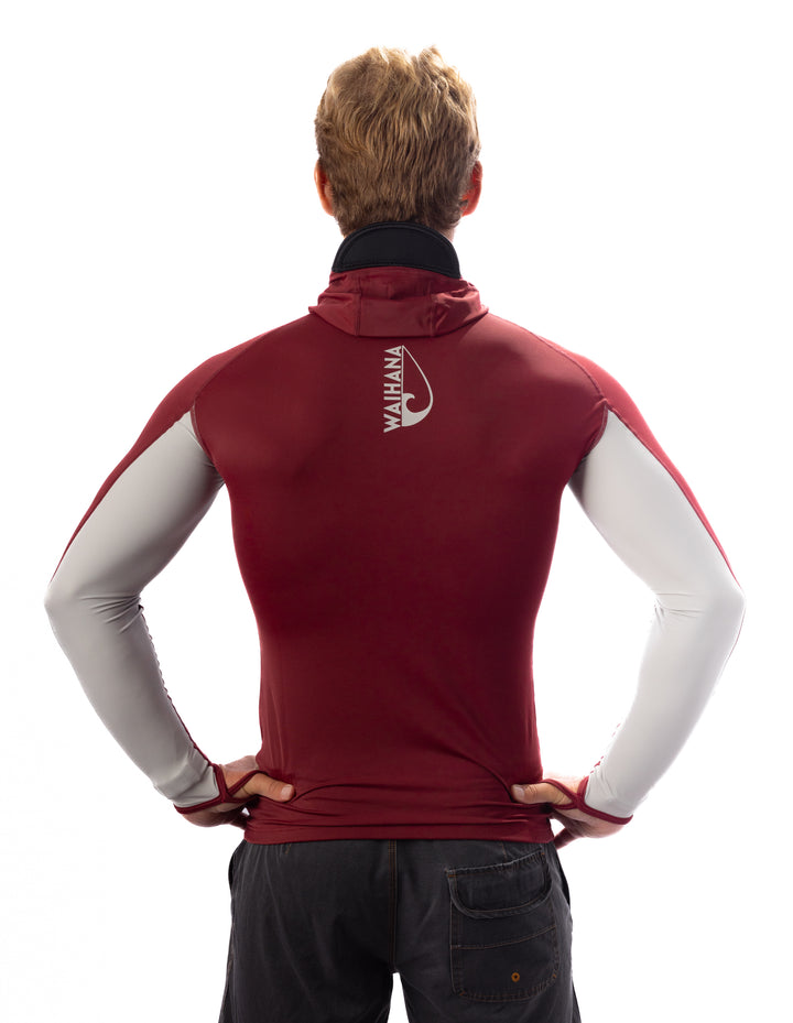 Maroon Carvico Hooded Surf Rash Guard