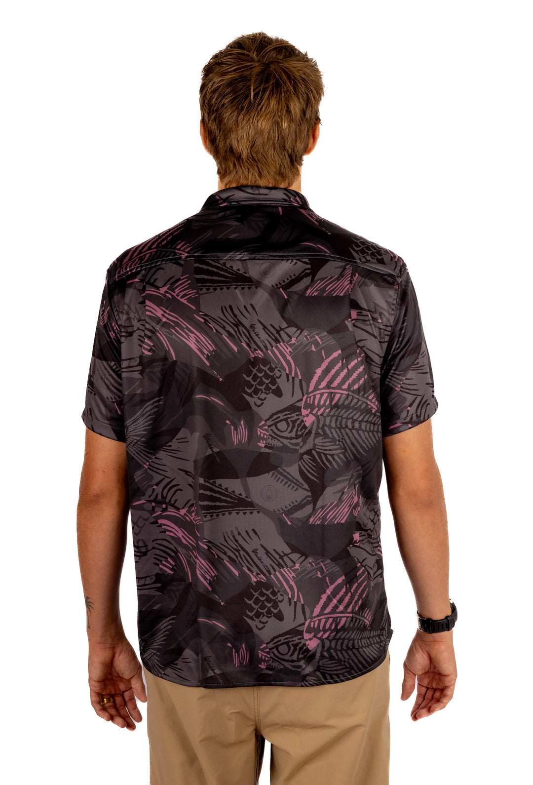 Unisex Pink Fishbone Aloha Shirt